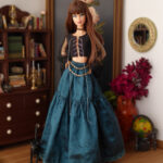 LAST SET Black blouse with long sleeves and long skirt for Poppy or Barbie (see description)